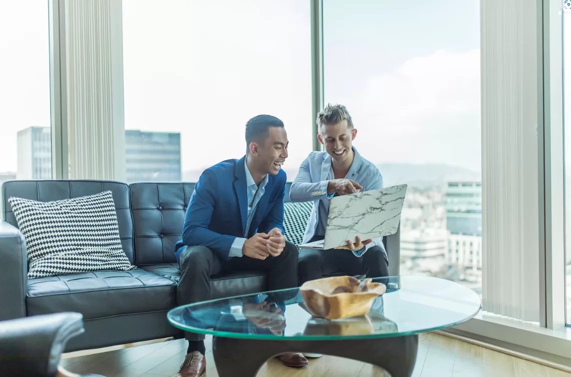 two men on a business meeting in an office